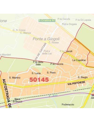 Mappa di Firenze jpg 1:50.000 con CAP