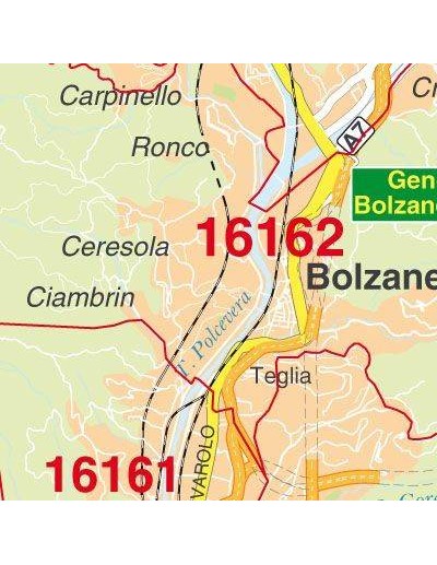 Mappa di Genova jpg 1:100.000 con CAP