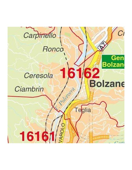 Mappa di Genova jpg 1:100.000 con CAP