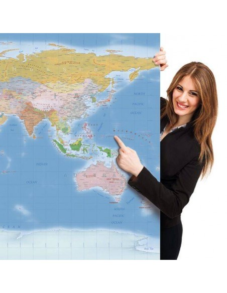 Mappa del Mondo (Hypsometric) - PANNELLO 200 x 100 cm