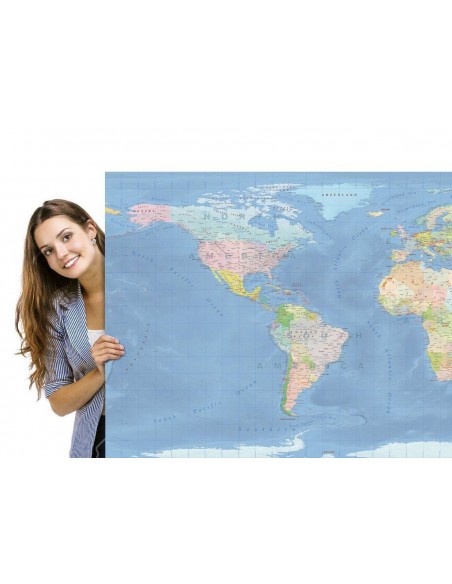 Mappa del Mondo (Natural) - PANNELLO 200 x 100 cm