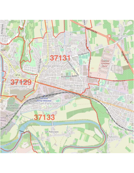 Mappa dei cap di Verona jpg