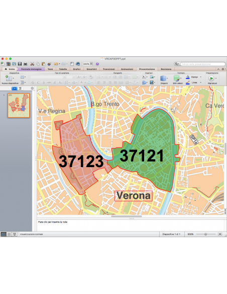 Mappa dei CAP di Verona con stradario PowerPoint