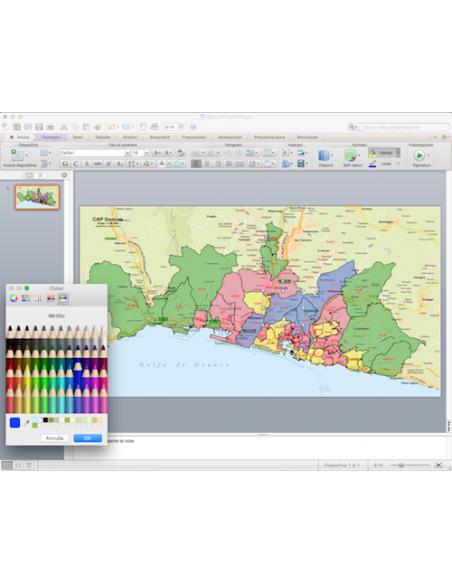 Mappa dei CAP di Genova con stradario PowerPoint