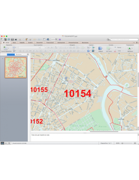 Mappa dei CAP di Torino con stradario PowerPoint
