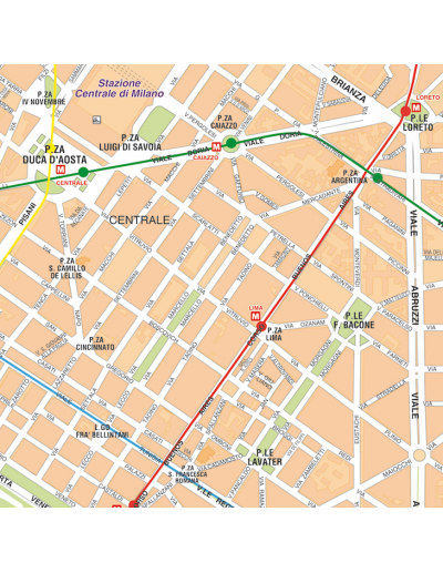 Mappa di Milano - PANNELLO 100x100 cm