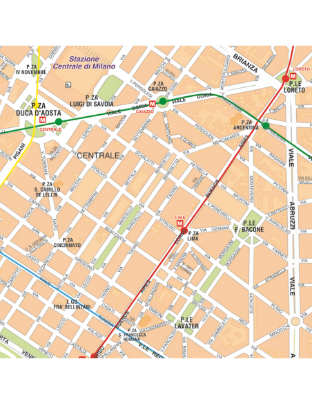 Mappa di Milano - PANNELLO 100x100 cm