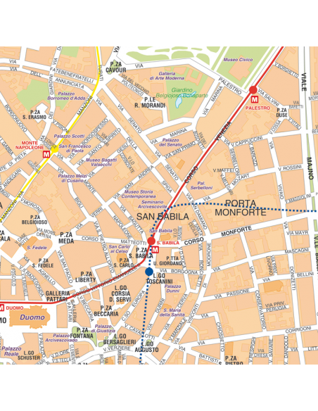 Mappa di Milano - PANNELLO 100x100 cm