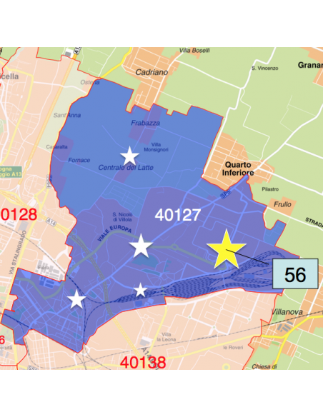 Mappa dei CAP di Bologna con stradario PowerPoint