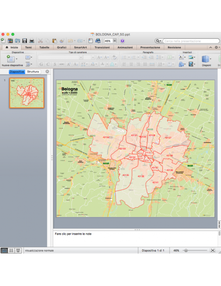 Mappa dei CAP di Bologna con stradario PowerPoint