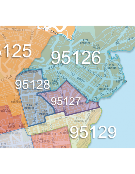 Mappa dei CAP di Catania con stradario PowerPoint