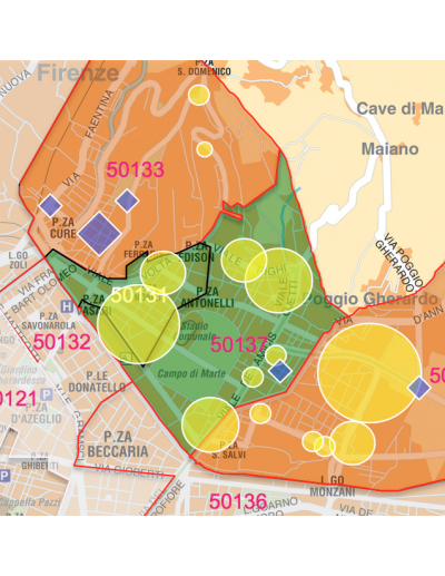 Mappa dei CAP di Firenze con stradario PowerPoint