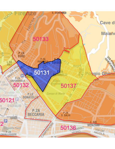 Mappa dei CAP di Firenze con stradario PowerPoint