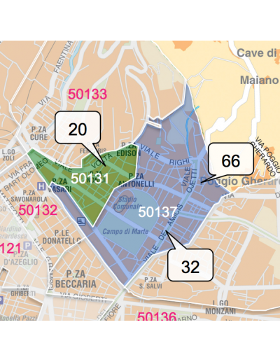 Mappa dei CAP di Firenze con stradario PowerPoint
