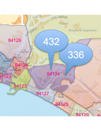 Mappa dei CAP di Salerno con stradario PowerPoint