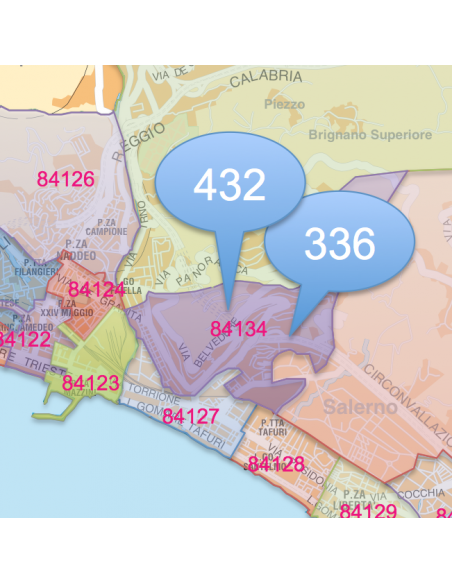 Mappa dei CAP di Salerno con stradario PowerPoint