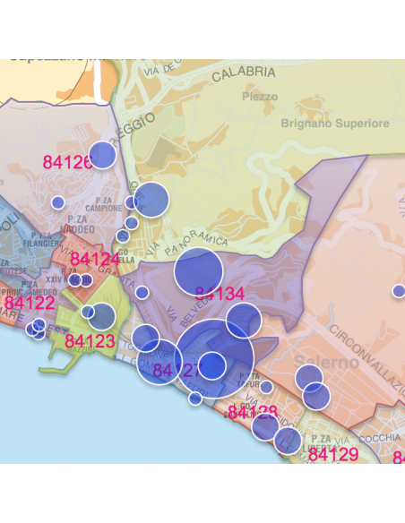 Mappa dei CAP di Salerno con stradario PowerPoint