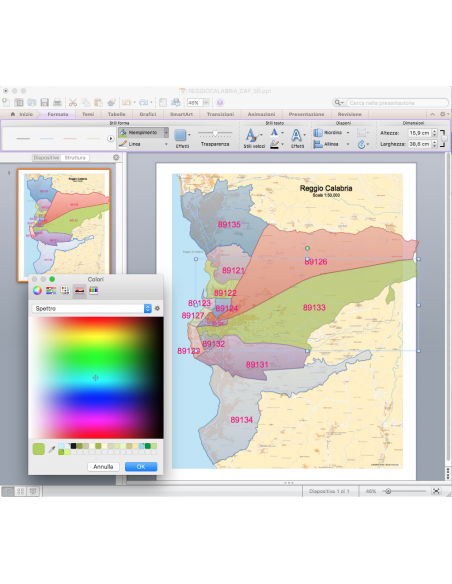 Mappa dei CAP di Reggio Calabria con stradario PowerPoint