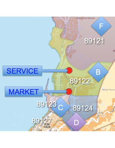 Mappa dei CAP di Reggio Calabria con stradario...