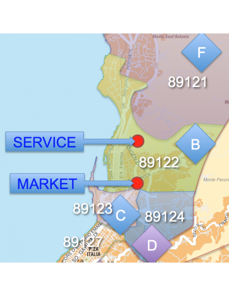 Mappa dei CAP di Reggio Calabria con stradario PowerPoint