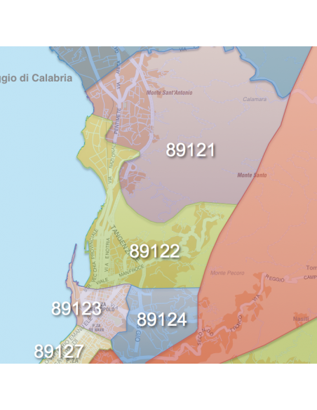 Mappa dei CAP di Reggio Calabria con stradario PowerPoint