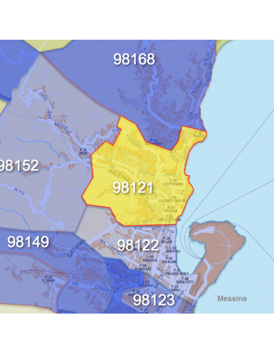 Mappa dei CAP di Messina con stradario PowerPoint