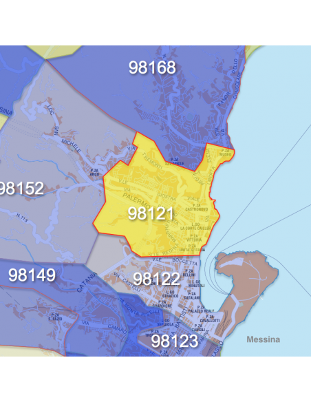 Mappa dei CAP di Messina con stradario PowerPoint