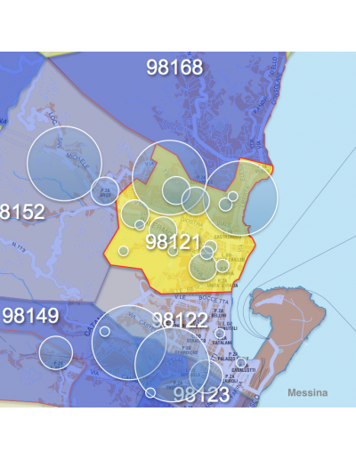 Mappa dei CAP di Messina con stradario PowerPoint