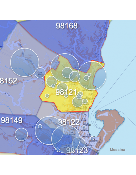 Mappa dei CAP di Messina con stradario PowerPoint