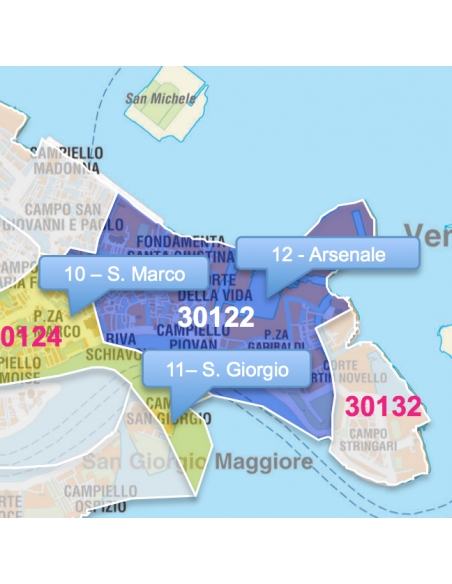 Mappa dei CAP di Venezia con stradario PowerPoint
