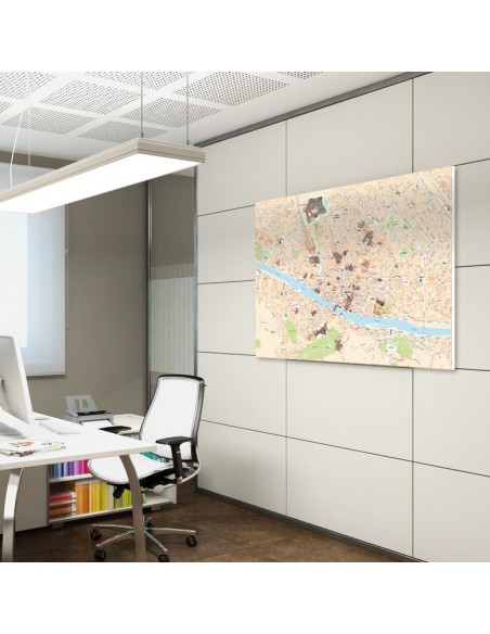 Mappa di Firenze con MONUMENTI 3D - PANNELLO 100x140 cm