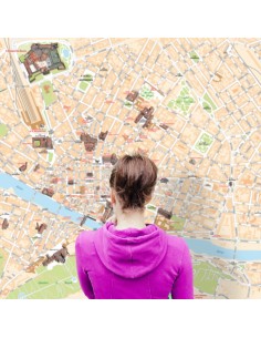 Mappa di Firenze con MONUMENTI 3D - PANNELLO 100x140 cm