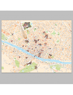 Mappa di Firenze con MONUMENTI 3D - PANNELLO 100x140 cm 2