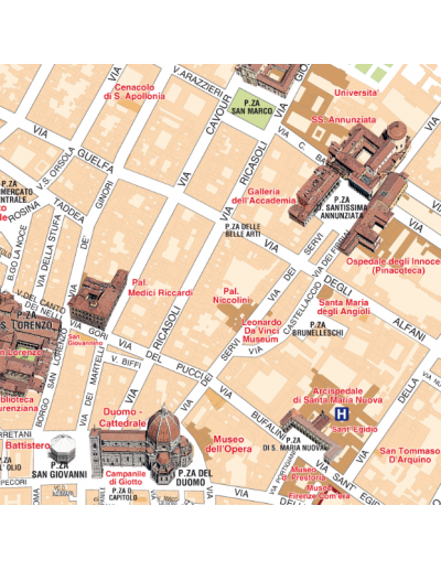 Mappa di Firenze con MONUMENTI 3D - PANNELLO...