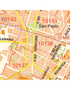 Mappa di Torino jpg 1:100.000 con CAP 2