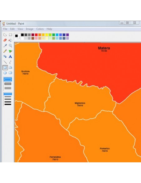 Mappa dei comuni e CAP della Basilicata jpg