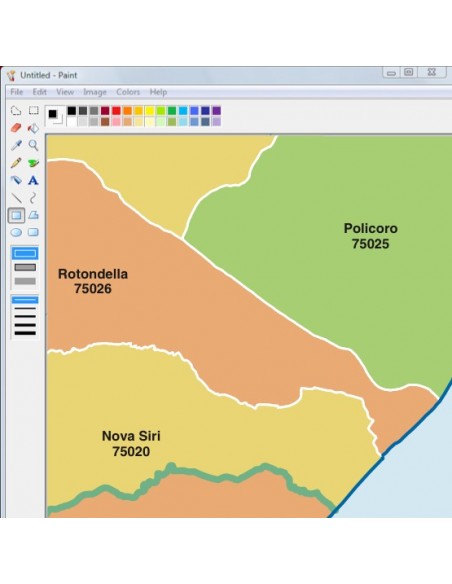 Mappa dei comuni e CAP della Basilicata jpg