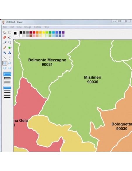 Mappa dei comuni e CAP della Sicilia jpg