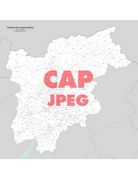 Mappa dei comuni e CAP del Trentino Alto Adige jpg