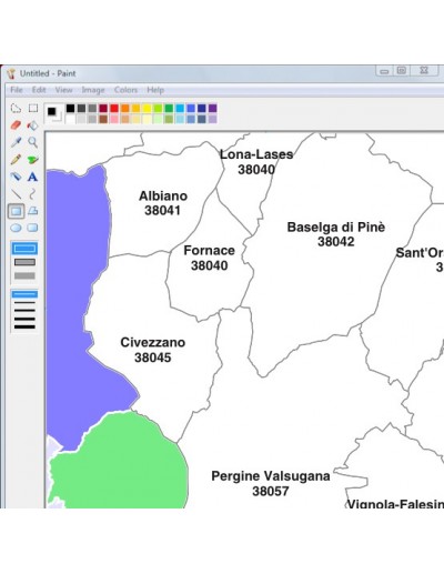 Mappa dei comuni e CAP del Trentino Alto Adige jpg