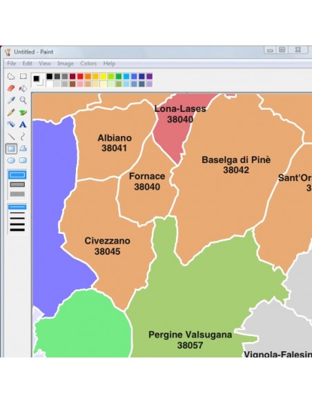 Mappa dei comuni e CAP del Trentino Alto Adige jpg