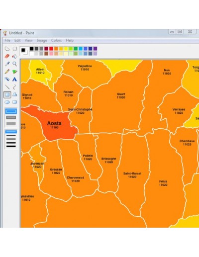 Mappa dei comuni e CAP della provincia di Aosta...