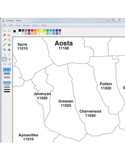 Mappa dei comuni e CAP della provincia di Aosta...