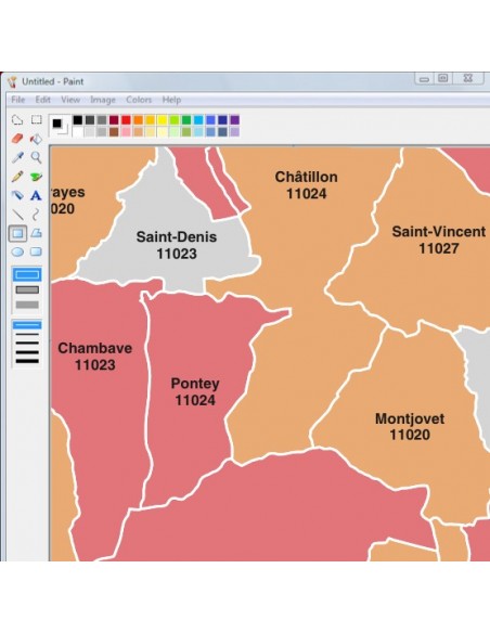 Mappa dei comuni e CAP della provincia di Aosta jpg