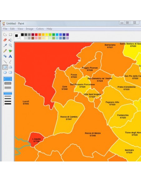 Mappa dei comuni e CAP della provincia di L'Aquila jpg