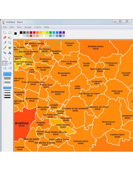 Mappa dei comuni e CAP della provincia di Avellino jpg