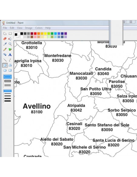 Mappa dei comuni e CAP della provincia di Avellino jpg