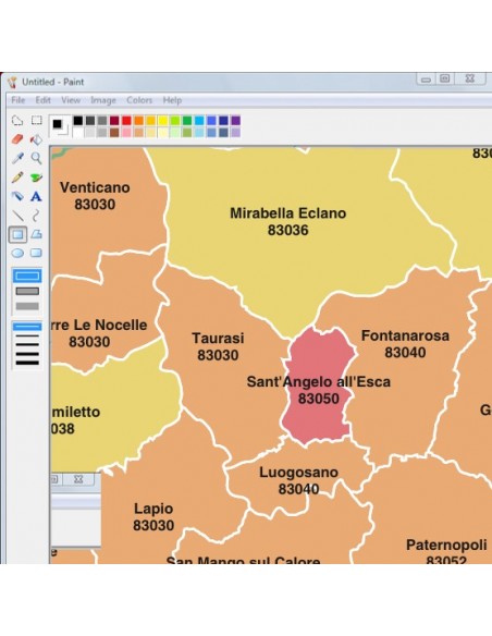 Mappa dei comuni e CAP della provincia di Avellino jpg