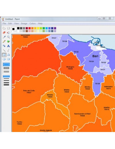 Mappa dei comuni e CAP della provincia di Bari jpg
