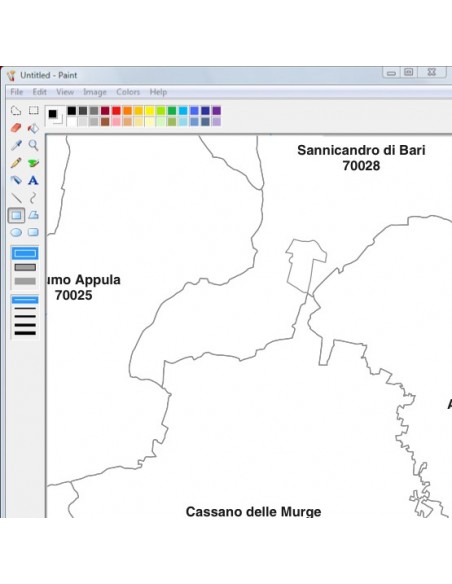 Mappa dei comuni e CAP della provincia di Bari jpg